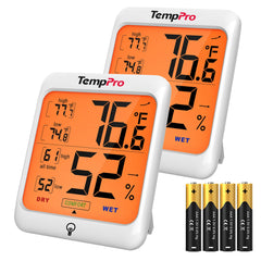 TempPro TempAir Digital Hygrometer front view with clear display