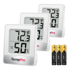TempPro TP49 digital hygrometer front view with large display