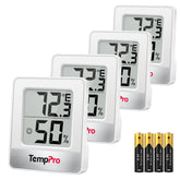 TempPro TP49 Digital Hygrometer Indoor Thermometer front view, white