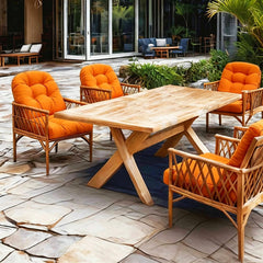 TESICA Orange Outdoor Wicker Seat Cushion set of 2