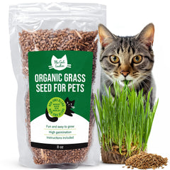 The Cat Ladies Organic Cat Grass Seed 8oz front packaging view
