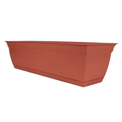 The HC Companies 24-inch Eclipse Plastic Window Box in clay color front view