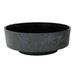 The HC Companies 6 Inch Round Plastic Succulent Capri Bowl in faux concrete color, front view