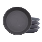The HC Companies 8-inch classic round planter pot in warm gray, front view.