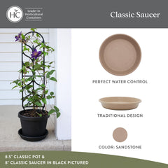 The HC Companies 8-inch sandstone round planter pot side view
