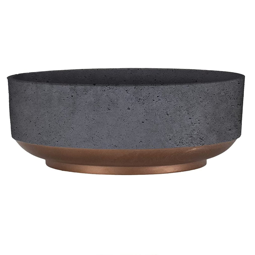The HC Companies Capri Bowl 8-inch faux concrete planter with copper band