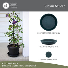 The HC Companies Classic Round Planter Pot 12-inch Evergreen side view