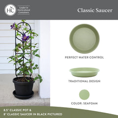 The HC Companies Classic Round Planter Pot 16-inch Seafoam side view
