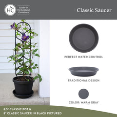 The HC Companies Classic Round Planter Pot side view showing dimensions