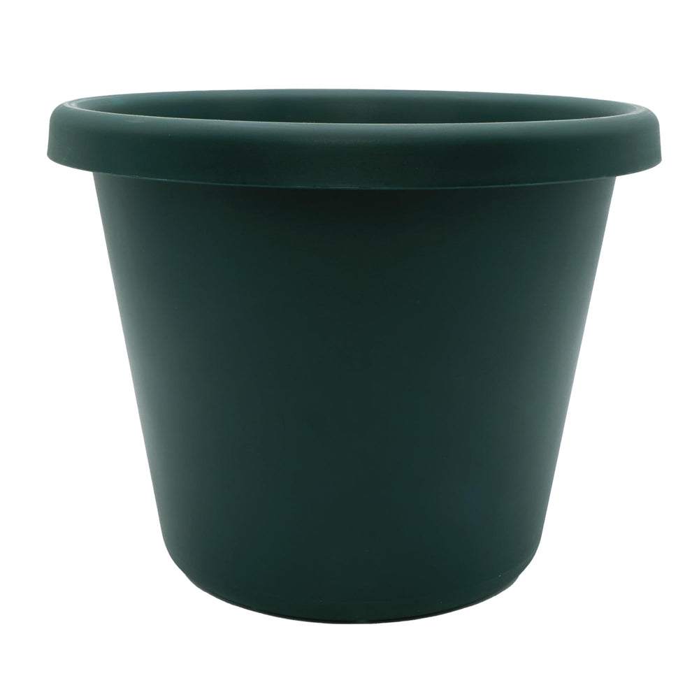 The HC Companies Classic Round Plastic Plant Pot Evergreen front view