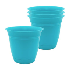 The HC Companies Eclipse Round Planter Pot 8-inch teal front view