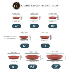 The HC Companies Flower Pot Saucer 10-inch clay with potted plant