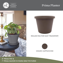 The HC Companies Prima Round Planter Pot 6-inch cappuccino side view