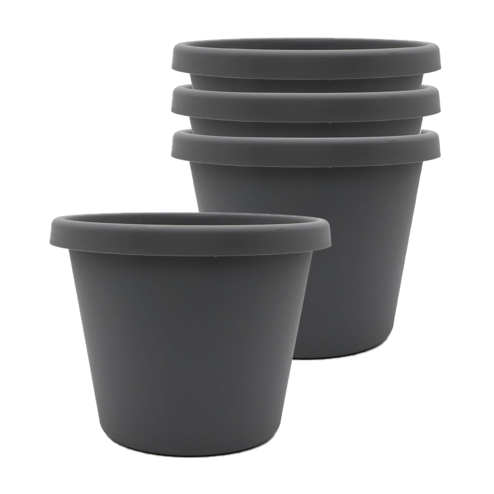 The HC Companies Prima Round Planter Pot 8-inch warm gray front view