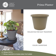 The HC Companies Prima Round Planter Pot, Sandstone, side view
