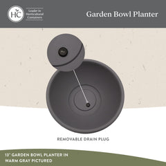 The HC Companies Shallow Planter showing drainage plug