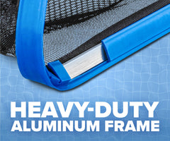 The precision inclined front lip of the pool rake