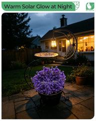 The two-tier design of the OUISJYER bird bath with flower planter