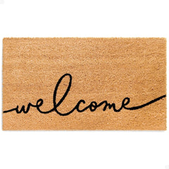 THEODORE MAGNUS Welcome Mat front view with warm greeting script