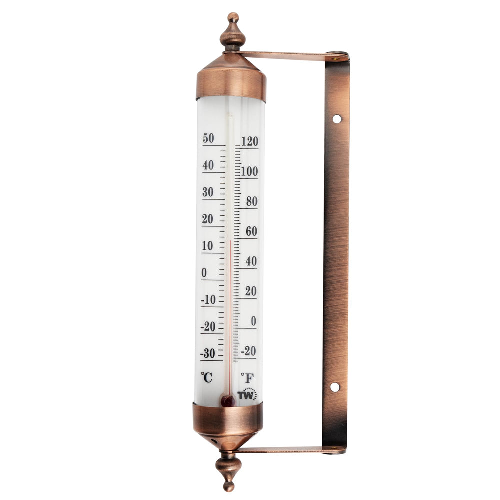 Thermometer World 9.5 Inch Bronze Effect Outdoor Thermometer front view