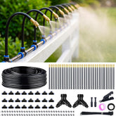 Thiswing 200FT irrigation system with adjustable nozzles and tubing