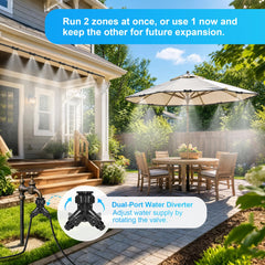 Thiswing misting system showing fine mist coverage