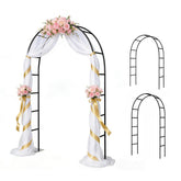 THORISE Metal Pergola Arbor front view, black design, 4.6 Ft W x 7.9 Ft H
