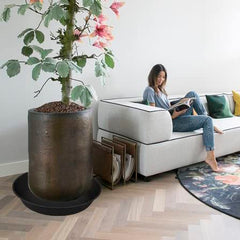 Three Bleuhome 26-inch plant saucers stacked together