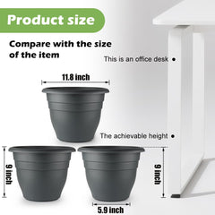 Three RooTrimmer 12 Inch Gray Plant Pots stacked