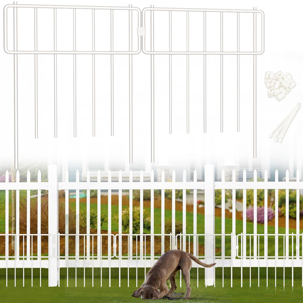 Thrivinest 10 pack animal barrier fence front view, white metal panels