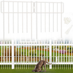 Thrivinest 10 pack animal barrier fence front view, white metal panels