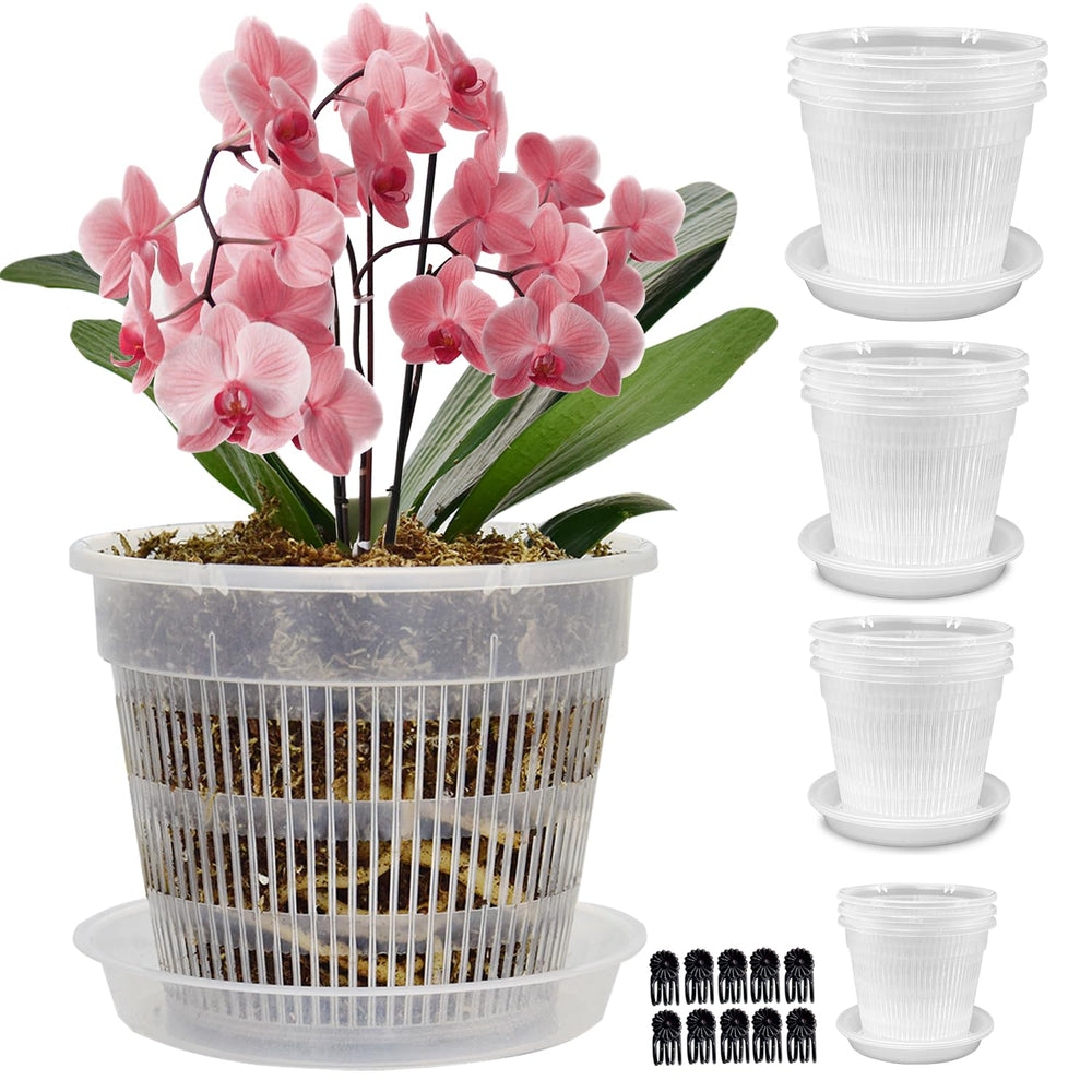 Tialero 12Pcs Orchid Pot Set with various sizes and clear design