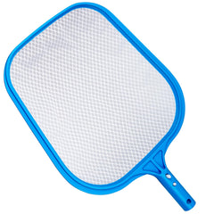 TidyMister Fine-Mesh Skimmer Net front view, blue with diamond netting