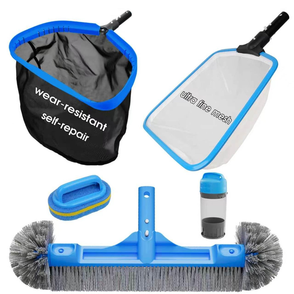 TidyMister Pool Cleaning Kit with net, brush, and skimmer