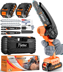 Tietoc Mini Chainsaw 6 Inch cordless with orange body