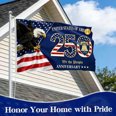 TIFFYONEK 250th Anniversary Flag 3x5 FT back view showcasing double-sided design