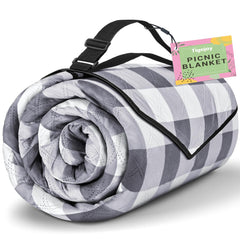 TigeJoy Extra Large Picnic Blanket 80''x80'' grey color folded