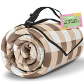 TigeJoy Extra Large Picnic Blanket beige front view