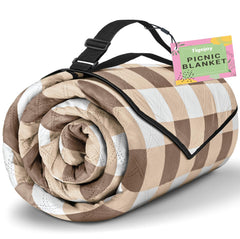 TigeJoy Extra Large Picnic Blanket beige front view