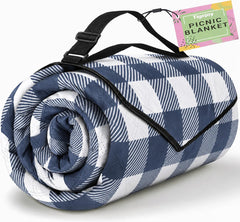 TigeJoy Extra Large Picnic Blanket blue model displayed on grass