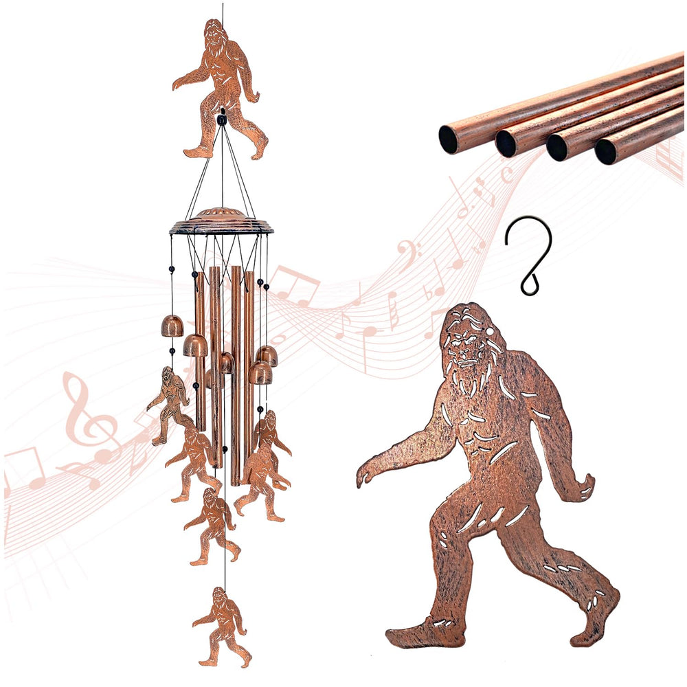 TIGGSY Bigfoot Wind Chime with large and small Bigfoot figures