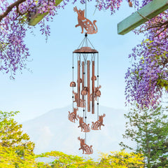 TIGGSY Cat Wind Chime close-up of antique bronze finish