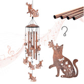TIGGSY Cat Wind Chime large cat and small cats with aluminum tubes