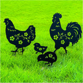 TIGGSY Chicken Decorative Garden Stake front view, black finish