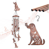 TIGGSY Dog Wind Chimes with a large dog and six small dogs, brown