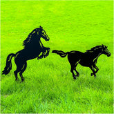 TIGGSY Horse Metal Decorative Garden Stake front view, black finish