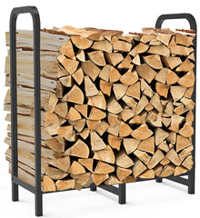 Tikimilor 2.8ft Firewood Rack Holder front view in black