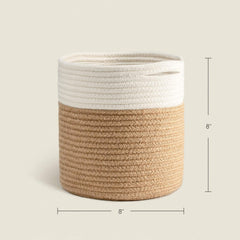 TIMEYARD Rope Plant Basket side view showing sturdy handles