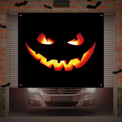 Tingjoo Halloween decoration hanging on a garage door