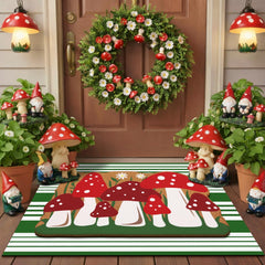 Tinideya Doormat Set featuring Merry Christmas design and buffalo plaid rug